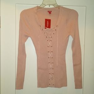 GUESS CODY LACE UP SWEATER -NWT